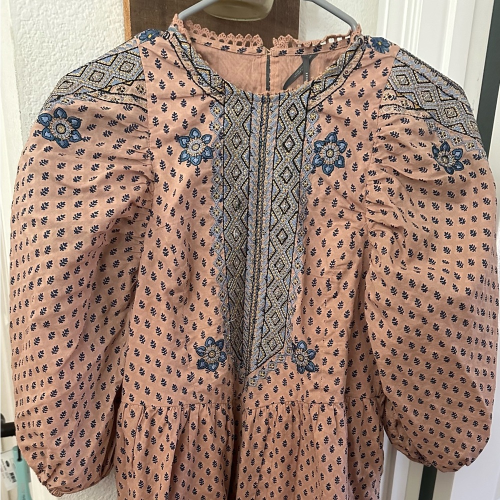 Anthropologie embroidered mini dress